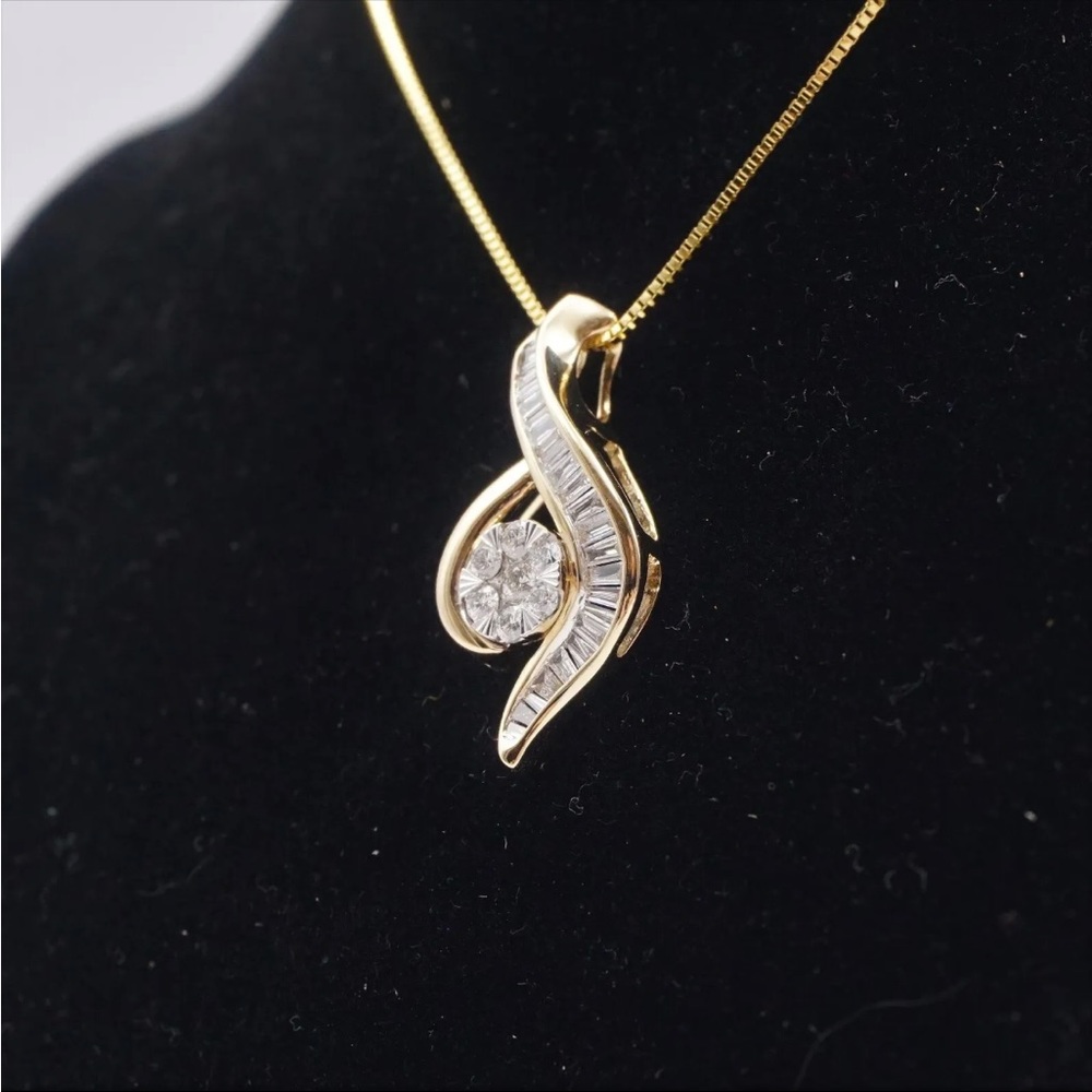 New 14k Yellow Gold Pendant & Chain With IGI Natural Diamonds 0.46ctw